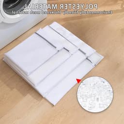 Set van 3 Herbruikbare Waszakken van Honingraatmesh, Milieuvriendelijk Polyester met Rits voor Bescherming van Delicate Kleding zoals Truien, Sokken en Ondergoed (S-M-L, Wit) — thumbnail 4
