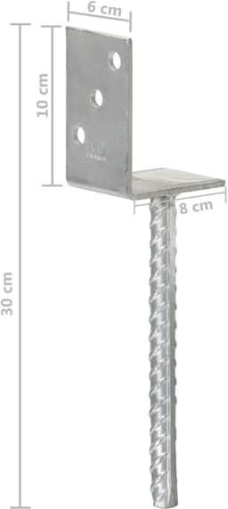 vidaXL - Hekankers - 12 - stuks - Zilver - 8x6x30 - cm - Gegalvaniseerd - staal — thumbnail 3