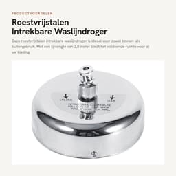 Dailygoods- Waslijndroger Roestvrij staal - Intrekbare Kledinglijn - Buitenkleding/Binnenshuis - Lijnlengte 2,8 m - Inclusief Schroeven - Lichtgewicht 240 g — thumbnail 5