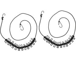 Waslijn Set - Droogtouw Met Clips - Buiten Kleding Drogen - Winddicht Ontwerp - 2 Delig - Zwart