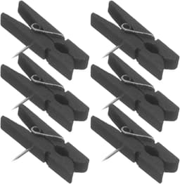 Houten Punaises - Papierklemmen Pinnen - Decoratief Bevestigen - Met Clips - 50 Stuks - Zwart — thumbnail 1