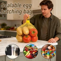 Herbruikbare Groentenetjes - Maasnet zakjes - Boodschappen opslag - Ademende gaasstructuur - 100 stuks - Geel — thumbnail 4