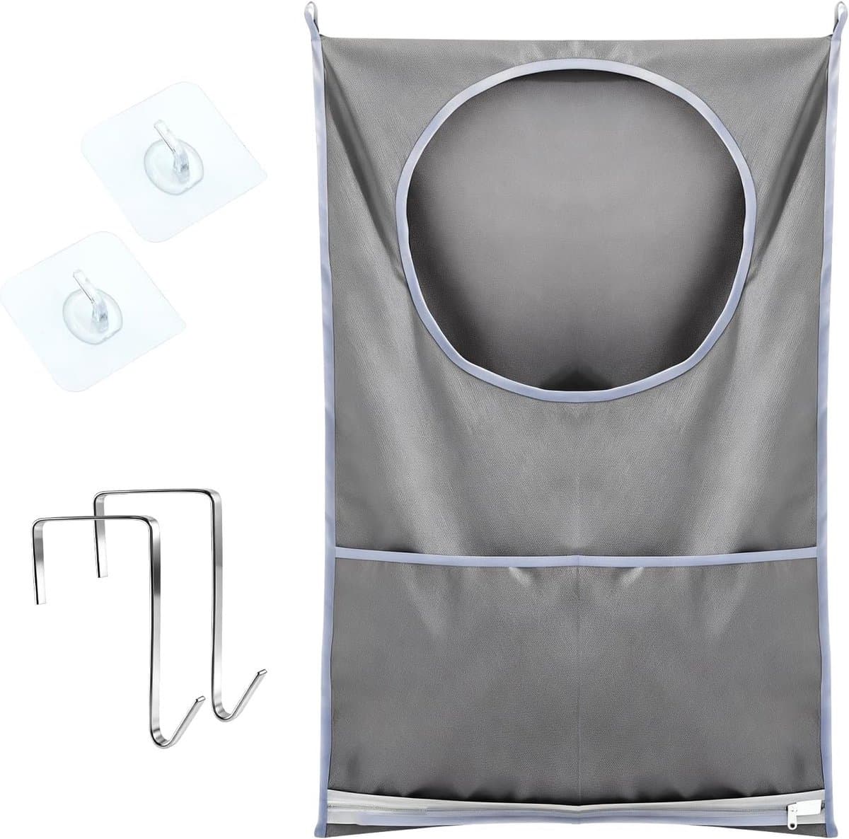 Hanging Laundry Basket met Zuignappen en RVS Deurhaken, Ideaal voor Kledingverzameling en Ruimtebesparing — afbeelding 1