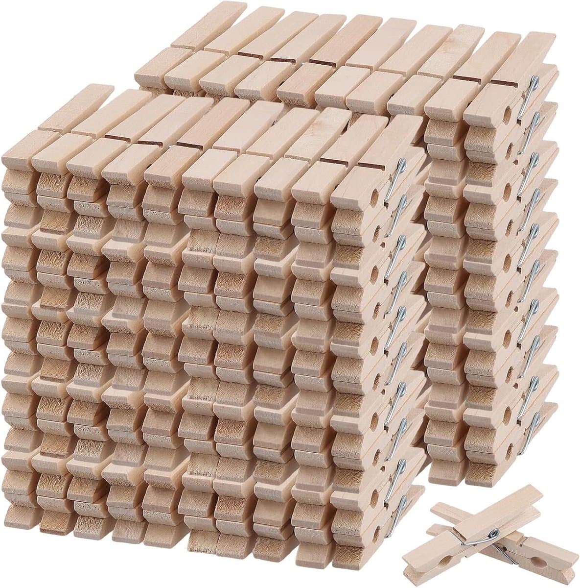 Houten Wasknijpers - Kleine Klemmen - Knutselen en Organiseren - Glad en Braamvrij - 300 Stuks 72 cm - Natuurlijk Hout — afbeelding 1