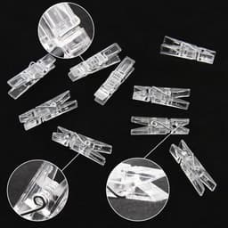 Mini wasknijpers - Veerklemmen decoratie - Foto's ophangen - Milieuvriendelijk kunststof - 100 stuks - Transparant — thumbnail 2