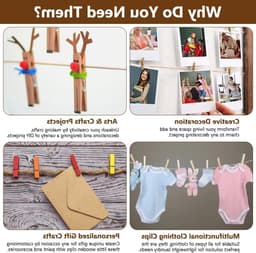 Houten Kledingknijpers 3,5 cm met 10 m Jute Touw - Herbruikbare Mini Klemmen voor Kleding, Foto's en Handwerk — thumbnail 3