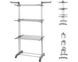 Opklapbaar Droogrek - Wasdroger Toren - Kleding Drogen - 3 Etages Vleugels - 75x49x170 cm - Grijs — afbeelding 1