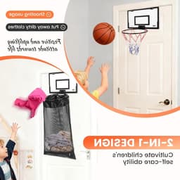 Hanging Laundry Hamper voor Basketballen, Makkelijk te Bevestigen, Ideaal voor Slaapkamer en Badkamer, 2-in-1 Wasmand met Rits, Geen Boren Nodig, Perfect voor Huishoudens en Hotels — thumbnail 2
