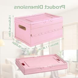 Grote Vouwbare Opbergmand met Handvat en Deksel voor Kasten, Boekenkasten en Badkamer - 30 x 21 x 16.5 cm (Roze) — thumbnail 5