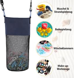 Wasknijperzak, grote ruimte om op te hangen, met haak en schouderriem, voor 500 wasknijpers, draagbare wasknijperzak, sneldrogende tas, donkerblauw, wasknijperzak — thumbnail 5