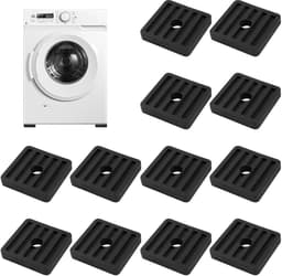 Rubberen Trillingsdempers - Anti-trillingsmat Pads - Airco Stabiliseren - Antislip Groeven - 47x47x08 cm - Zwart — thumbnail 1