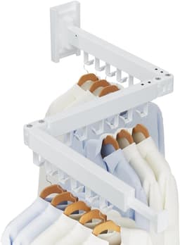 Uitbreidbare Wandgemonteerde Wasrek van Aluminium - 3-voudig Vouwbaar, Ideaal voor Kleding en Droogruimte — thumbnail 1