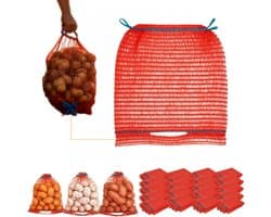 Raschelzakken Aardappelen - Netzakken Groenten - Opslag Fruit - Met Trekkoord - 30x50 cm - Rood — afbeelding 1