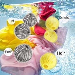 Haarbal Wasmachine - Pluisvanger Haarverwijderaar - Kleding Schoonmaken - Zacht Nylon Materiaal - 8 Stuks - Geel en Grijs — thumbnail 2