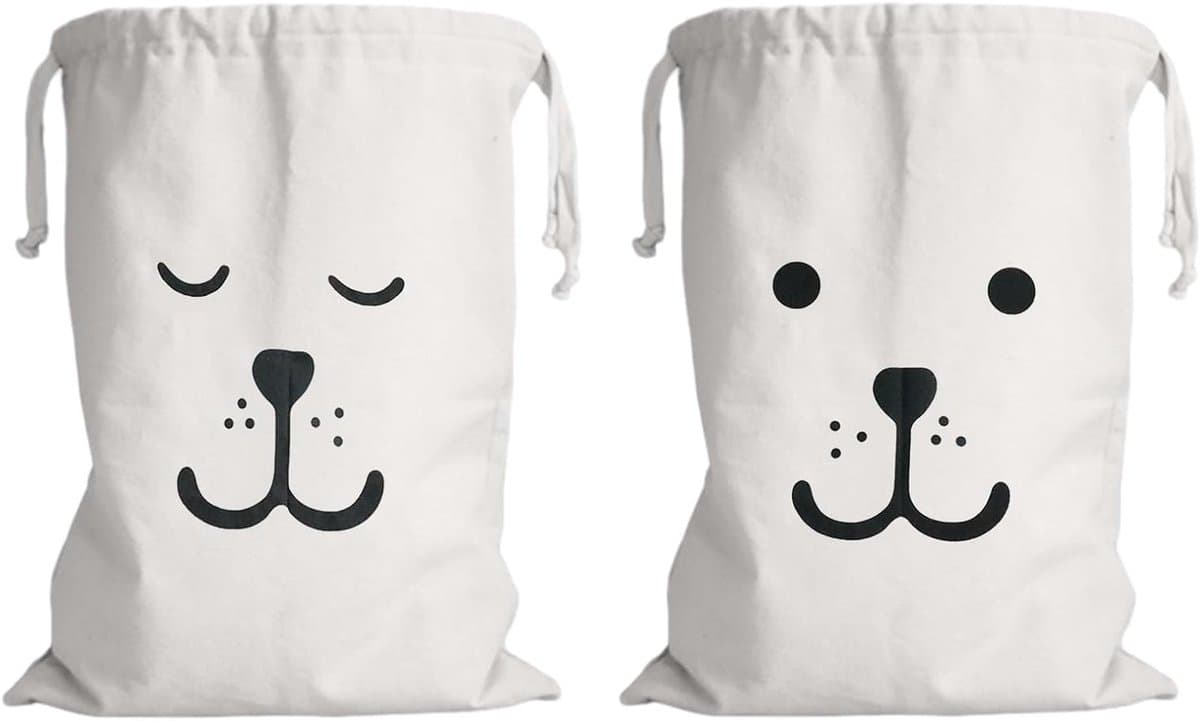 Set van 2 Katoenen Waszakken met Trekkoord, Herbruikbare Waszakken voor Vuile Was, Groot Formaat 60 x 50 cm, Ideaal voor Thuis en Reizen — afbeelding 1