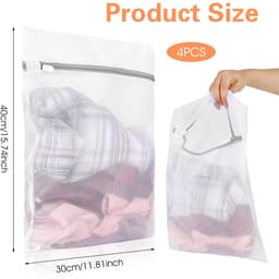 Dailygoods- Wasnet Klein - 4 Stuks - Waszak voor Fijne Was - Waszak met Ritssluiting - Wasnet voor Beha/Sokken - Polyester Zonder Pilling — thumbnail 3