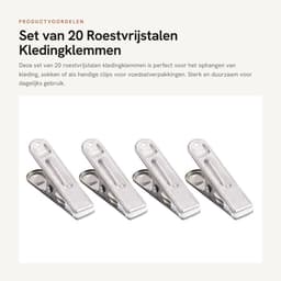 Dailygoods- Kledingklemmen Roestvrij staal - Sterke Klemkracht - Houten/Kunststof Wasknijpers - Kledingclips - Organisatiehulp - Duurzaam en Lichtgewicht — thumbnail 1