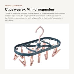 Dailygoods- Wasrek Inklapbaar - Droogmolen met 12 Klemmen - Ruimtebesparend - Multifunctioneel - Geschikt voor Binnen/Buiten - Afmetingen 31 x 13 Inch — thumbnail 1