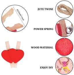 Dailygoods - Houten Wasknijpers - Mini Hart Clips - Schattige Decoratie - Rood - Herbruikbaar - Doe-het-zelf Ambachten - Bruiloft Feest — thumbnail 5