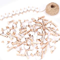 Houten wasknijpers - Mini knijpers - Decoratie maken - Natuurlijk hout - 100 stuks - Wit — thumbnail 1