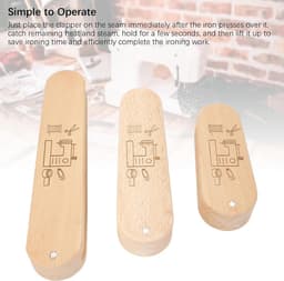 Kleermakers Klepper Set - Naai Gereedschap Stof - Stoffen Strijken - Massief Hout - 3 maten - Natuurlijk Hout — thumbnail 2