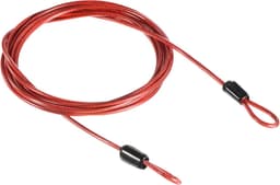 Veiligheidsstaalkabel – 2,5 mm x 2 m gecoate staalkabel voor bagagesloten (met dubbele lus, rood) — thumbnail 1
