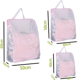 Herbruikbare waszakken set van 3 voor delicate kleding, ondergoed en sweaters - ideaal voor reizen en wasbehandeling (Roze) — thumbnail 4