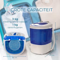 Aura® Camping Wasmachine - Mini Wasmachine - Wasmachines - Capaciteit van Kleding 3 kg - Laag Water- en Energieverbruik - Wit - 36cm x 37cm x 53cm; 5 kg — thumbnail 5