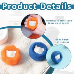 8 stuks anti-haren ballen, wasmachine, anti-haren wasmachine, vanger, herbruikbare epilator voor dieren (oranje + blauw) — thumbnail 3