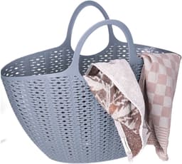 CM Flexibele wasmand of draagtas - grijs - 22 liter - kunststof - 50 x 20 x 40 cm - opbergen — thumbnail 1