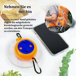 Wasrek-droogrek-waslijn-wanddroogrek-waslijn uittrekbaar-10 meter-Met 10 bevestigingsgespen en 20 wasknijpers-Geschikt voor reizen, kamperen, binnen en buiten, balkon, tuin en hotel-oranje — thumbnail 2