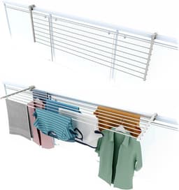 Opklapbaar balkondroogrek van roestvrij staal en aluminium - lengte: 162 cm (wit) — thumbnail 1