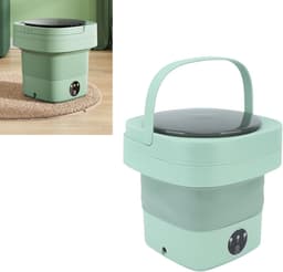 Vouwbare Mini Kleine Draagbare Wasmachine - 100-240V Volledige Appartement Automatische Kleine Ondergoed Vouwbare Wasmachine voor Studentenhuis (Groente) — thumbnail 5