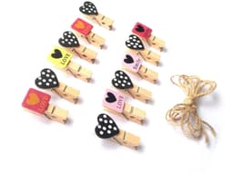 Mini wasknijpers set - 24 stuks - natuurlijk hout - decoratief — thumbnail 3