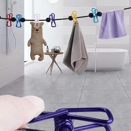 Retractable Portable Clothesline with Pegs for Indoor and Outdoor Use - 2pcs — thumbnail 2