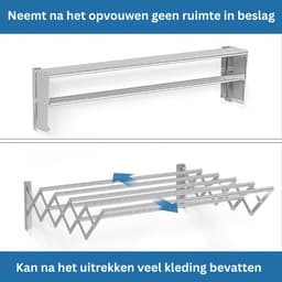 CLGP® Wanddroogrek - Droogrek Inklapbaar - Wasrek - Droogtoren - Droogrekken - Zilver — thumbnail 4
