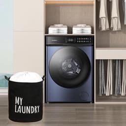 24L Collapsible Laundry Basket with Drawstring and Handle - Waterproof Polyester Cotton Hamper for Laundry, Products, Toys, Bedroom - Set of 2 — thumbnail 2