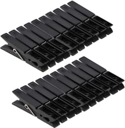 KADAX wasknijpers, 20 x knijpers van robuuste kunststof, kleurrijke sokkenklemmen, windbestendige klemmen voor binnen en buiten (zwart V2) — thumbnail 1