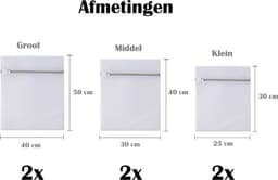 6 Stuks - Sterke Waszakken met Rits - Wasnetten Set Wit - Verschillende Formaten — thumbnail 3