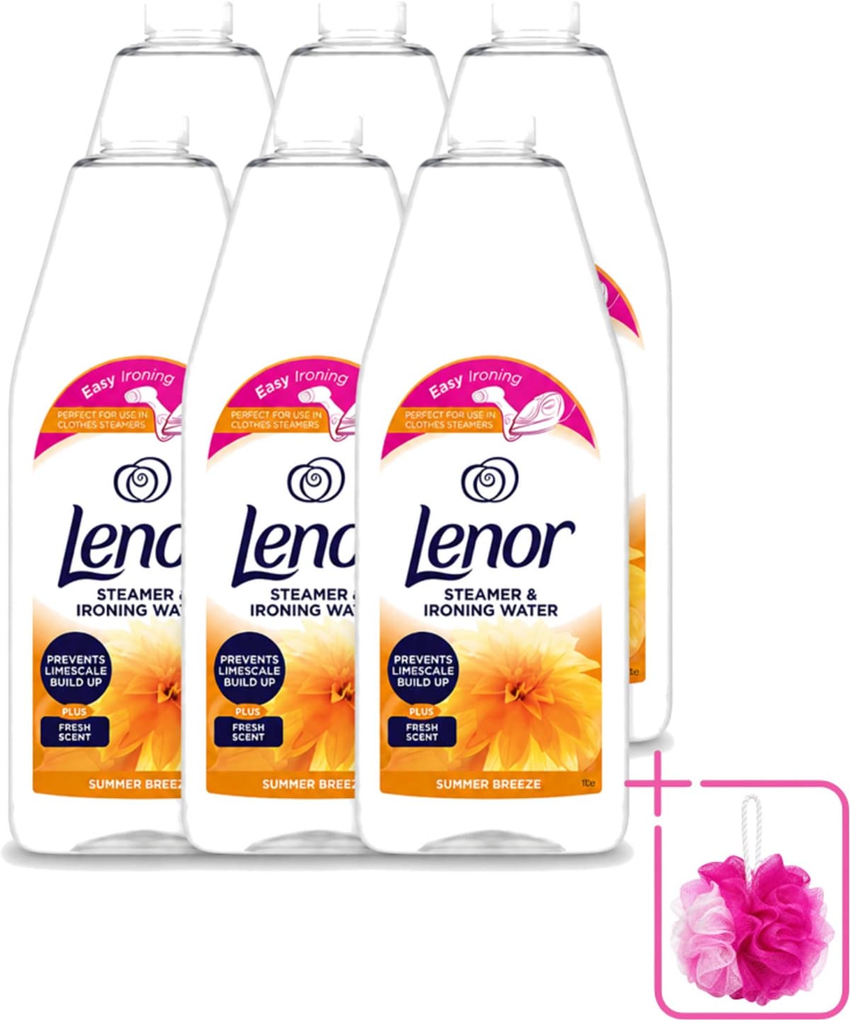 6 x Lenor - Strijkwater - Summer Breeze - Textielverfrisser - 1000 ml - Bulkverpakking - Strijkwater - Douchemop - Zomerse geur — afbeelding 1
