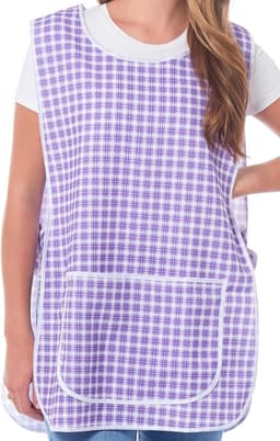 Geruite damesschort met biezen en tabardschort, overall, voorzak, stijlvolle tabellen voor vrouwen, casual schorten voor vrouwen, om te gebruiken in huis, keuken, restaurants, coffeeshops, gemaakt in — thumbnail 3