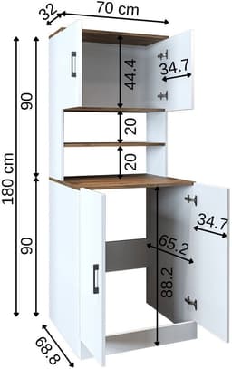 Roomart ATLANTIC-I Wasmachine Ombouwkast 70x180 cm - Overbouwkast - Wit Eiken — thumbnail 4