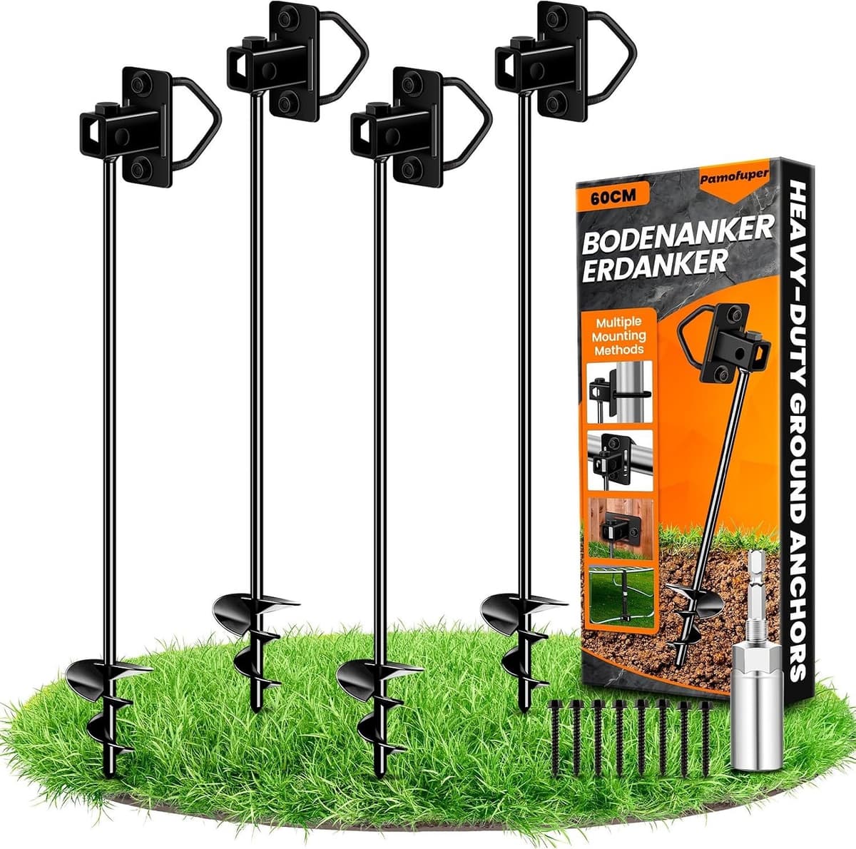 Grondanker - Zwart - 4 x 65 cm - Robuuste Grondankers voor Tuin en Camper — afbeelding 1