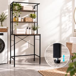 Wasmachine rek - 161x66x40 cm - bruin-zwart — thumbnail 4