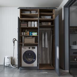 Roomart DORA-II Wasmachine Ombouwkast 130x230 cm met Opzetkast - Antraciet Eiken — thumbnail 1