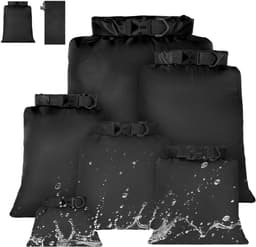Dry Bags 6 Stuks, Lichtgewicht Dry Bags, Compressiezak Voor Kano's Met Zakken Van 1,5 L/ 2,5 L/3 L/ 3,5 L/5 L En 8 L, Voor Kajakken, Raften, Varen, Wandelen, Reizen, zwart — thumbnail 1