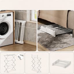 Wasrek voor Kleding - Opvouwbaar Droogrek - Verstelbaar 15,9-29,9 Inch - 11 Stangen - Roestwerend - Vrijstaand - Voor Appartement, Balkon en Wasruimte — thumbnail 5