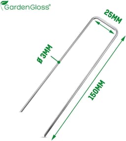 Anti-Roest Stalen Grondankers (25 Stuks) - Stevige Grondankers Voor Onkruidmat, Tuinmat, Schutting & Camping - 150 mm Lang, 25 mm Breed, Ø 3 mm — thumbnail 5