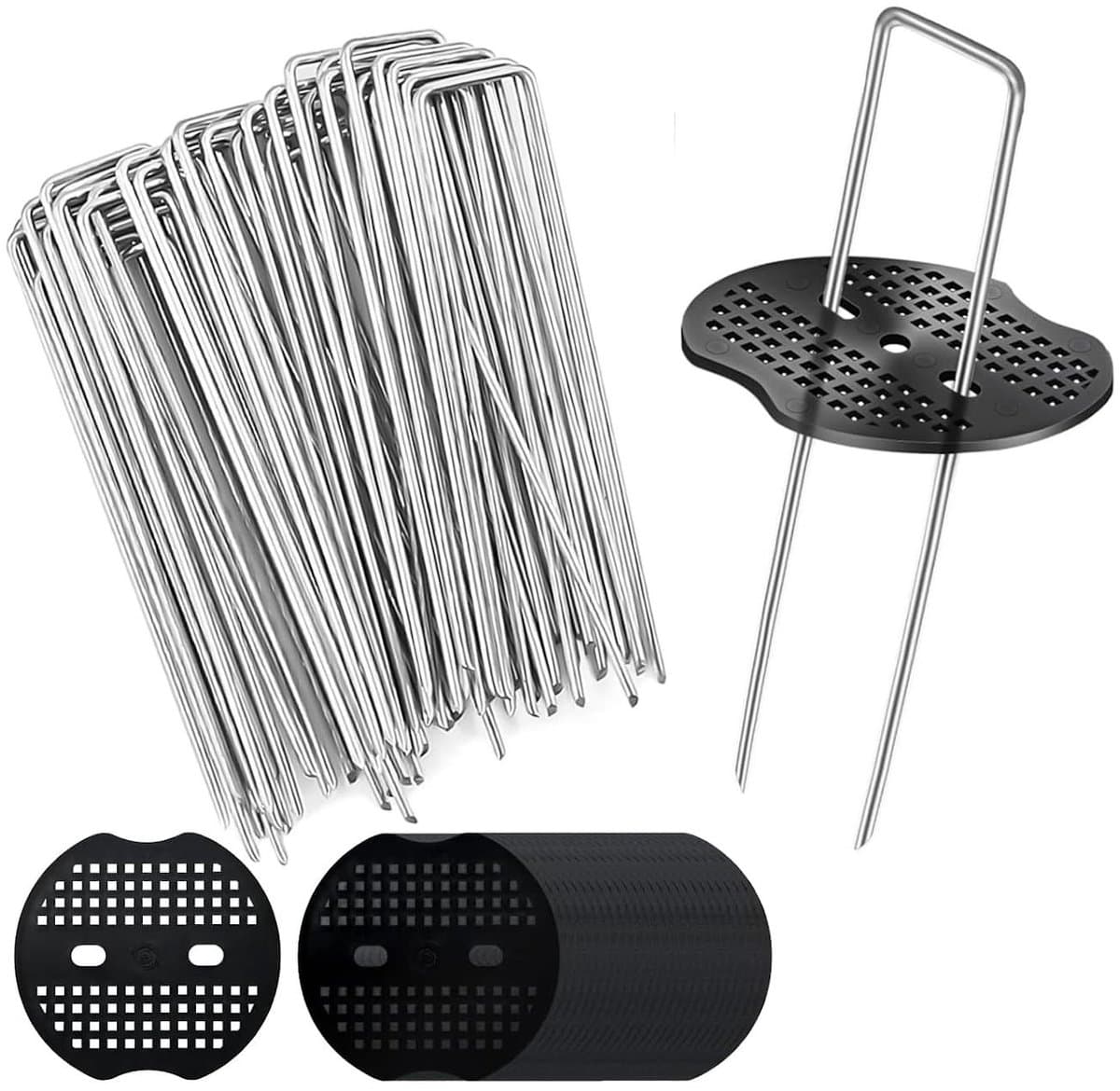 U-vorm grondpennen - Galvaniseerde grondankers - Voor tuinfolie en mulchdoek - 50 stuks - Zilver — afbeelding 1