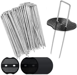 U-vorm grondpennen - Galvaniseerde grondankers - Voor tuinfolie en mulchdoek - 50 stuks - Zilver — thumbnail 1